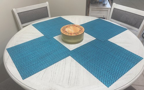 Teal blue square kitchen table - blue,