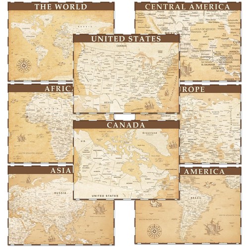 Vintage world map educational - world,